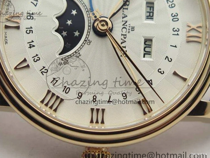 1228 Villeret 6654 RG Complicated Function OMF 1:1 Best Edition White Texture Dial On Leather Strap A Bright 8105